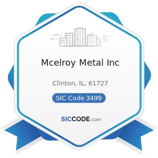 US SIC Code 3499 Fabricated Metal Products, Not Elsewhere